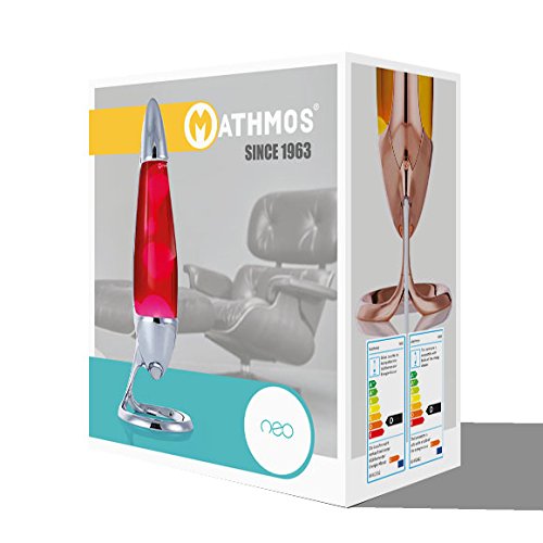 Mathmos Neo Lavalampe für Kinder und Erwachsene in Chrom - Gelb / Orange - Karton