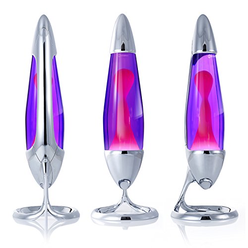Mathmos Neo Lavalampe für Kinder und Erwachsene in Chrom – (Violett/Pink)