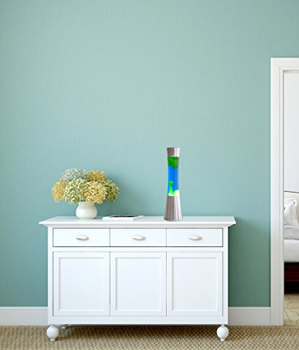 Große Lavalampe Chrom, Wasser Blau, Wachs Grün Gelb, inklusive Leuchtmittel - 2